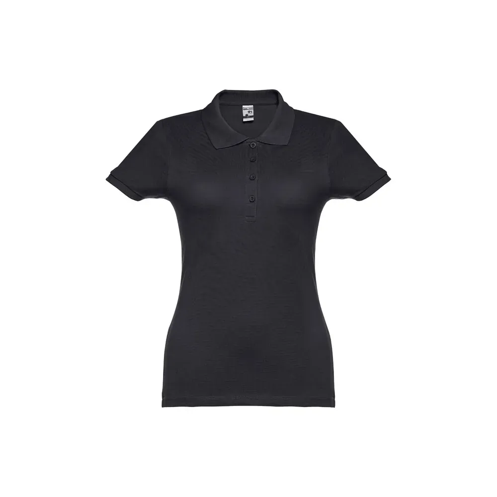Polo de mujer en piqué de algodón con cuello reforzado ref 30135 - Negro 01