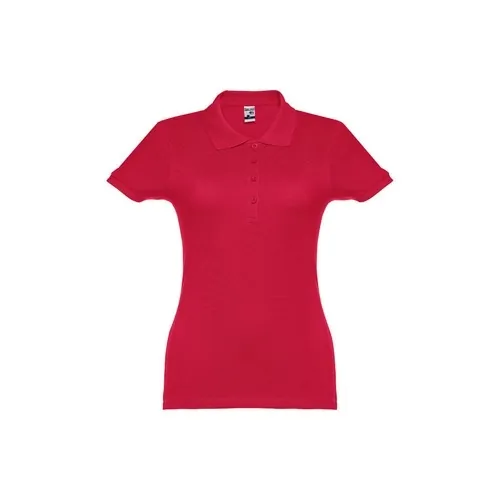Polo de mujer en piqué de algodón con cuello reforzado ref 30135 - Rojo