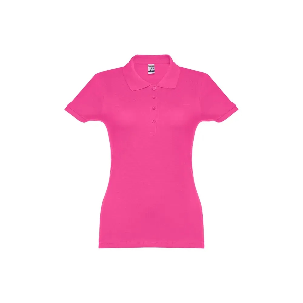 Polo de mujer en piqué de algodón con cuello reforzado ref 30135 - Rosa 01