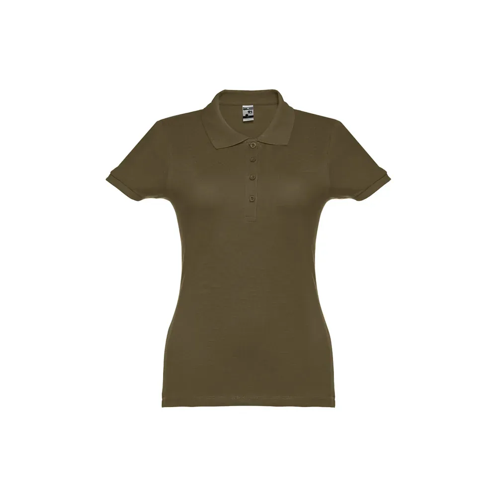 Polo de mujer en piqué de algodón con cuello reforzado ref 30135 - Verde Militar 01