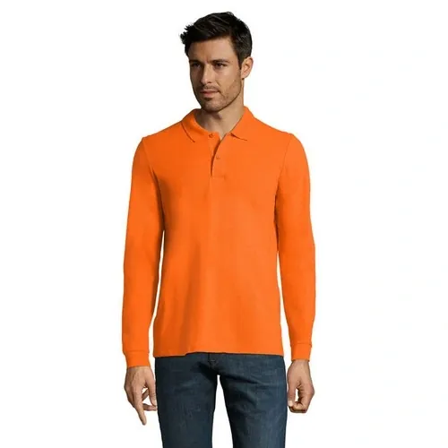 Polo Hombre de algodón Manga Larga ref S02087 - Front Naranja