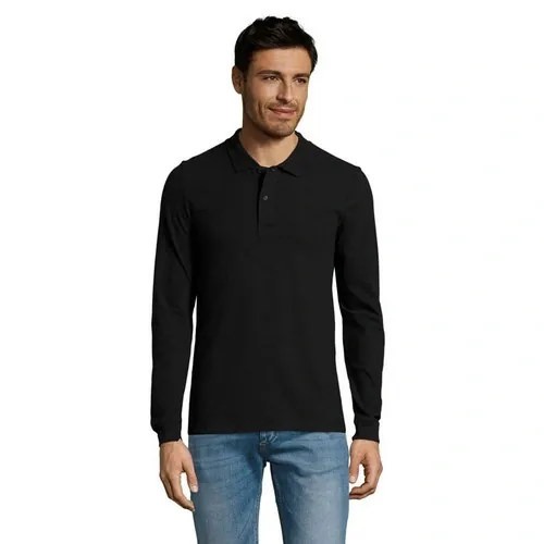 Polo Hombre de algodón Manga Larga ref S02087 - Front Negronegro Opaco