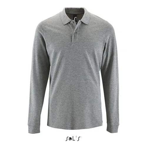 Polo Hombre de algodón Manga Larga ref S02087 - Gris Mezcla