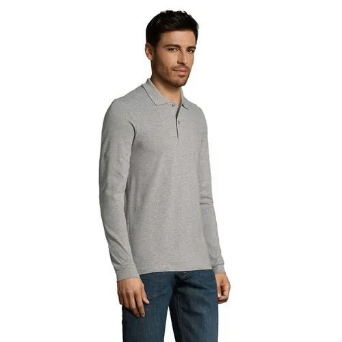 Polo Hombre de algodón Manga Larga ref S02087 - Side Gris Melange 2