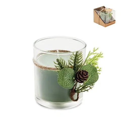 Porta velas de cristal con decoración de bosque ref CX1508 - Front Verde
