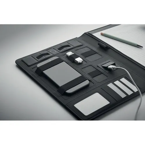 Portadocumentos A4 con cargador inalámbrico 15W ref MO2495 - Negro 2
