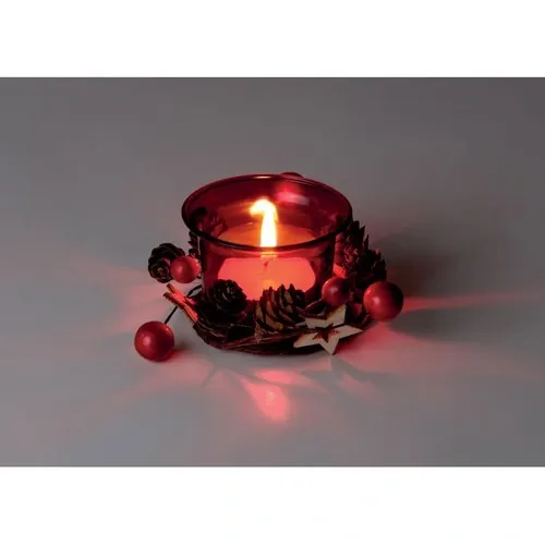 Portavelas de cristal con ornamentos elegantes ref CX1446 - Side Rojo