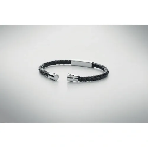 Brazalete trenzado de piel sintética con cierre de presión ref MO2377 - Back Negro
