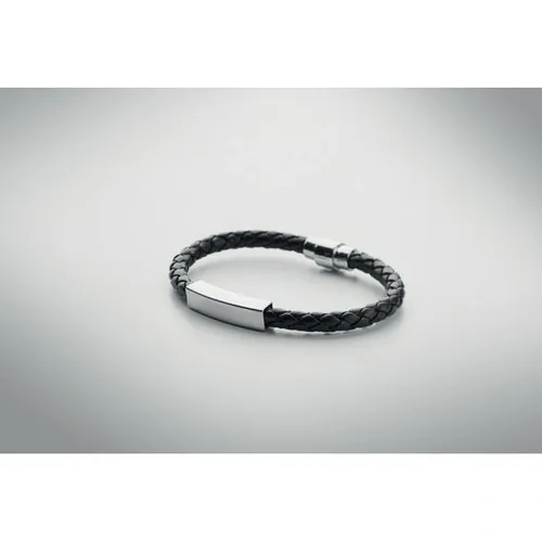 Brazalete trenzado de piel sintética con cierre de presión ref MO2377 - Item Detail Picture Negro