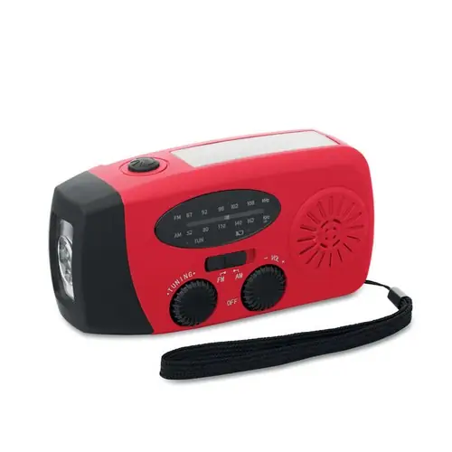 Radio portátil con linterna LED y carga solar ref MO2746 - Rojo