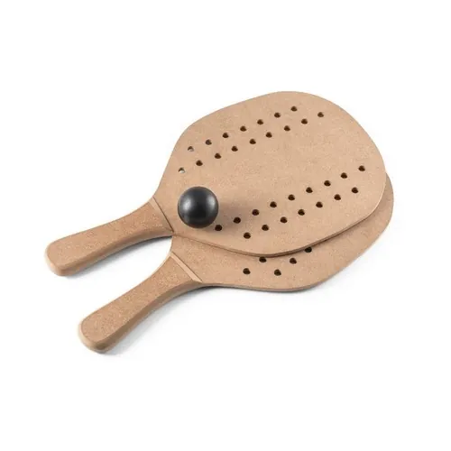 Raquetas de playa MDF con pelota en bolsa de algodón ref 98144 - Natural Oscuro 01