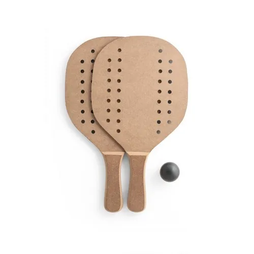 Raquetas de playa MDF con pelota en bolsa de algodón ref 98144 - Natural Oscuro