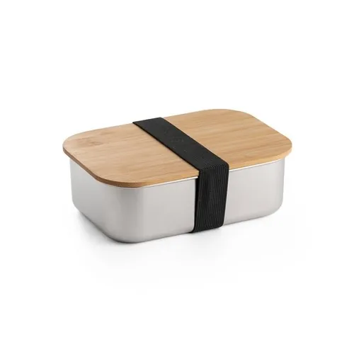 Recipiente hermético acero inoxidable tapa bambú ref 94025 - Natural