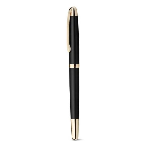 Roller de metal con clip y detalles dorados escritura azul ref 81196 - Negro 03