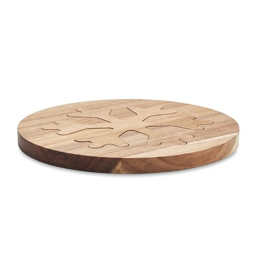 Salvamanteles de madera de acacia diseño copo de nieve ref CX1538