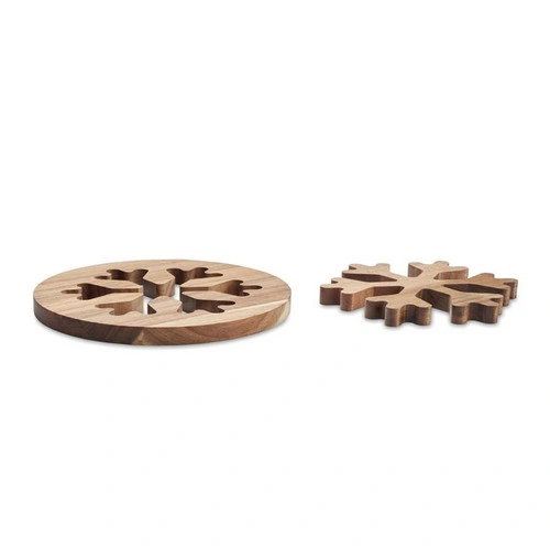 Salvamanteles de madera de acacia diseño copo de nieve ref CX1538