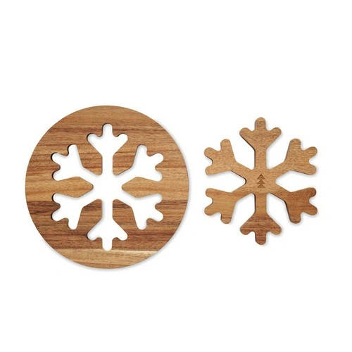 Salvamanteles de madera de acacia diseño copo de nieve ref CX1538