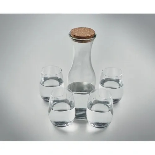 Set de vasos de vidrio reciclado con jarra y tapa de corcho ref MO6656 - Item Detail Picture Transparente