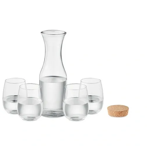 Set de vasos de vidrio reciclado con jarra y tapa de corcho ref MO6656 - Open Transparente