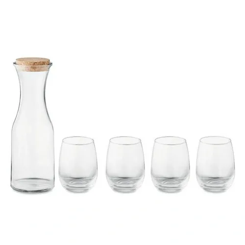 Set de vasos de vidrio reciclado con jarra y tapa de corcho ref MO6656 - Side Transparente