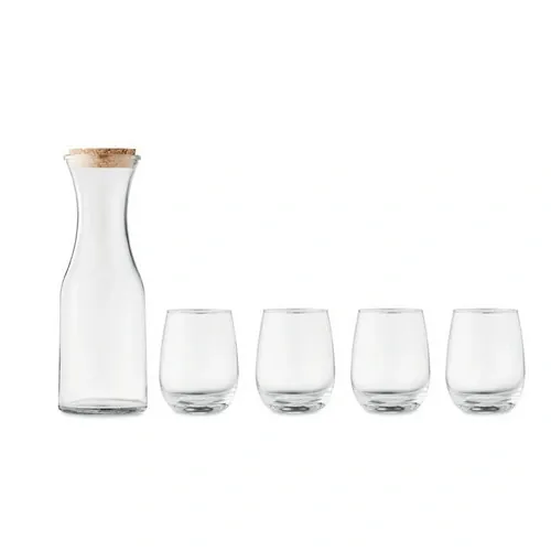 Set de vasos de vidrio reciclado con jarra y tapa de corcho ref MO6656 - Top Transparente