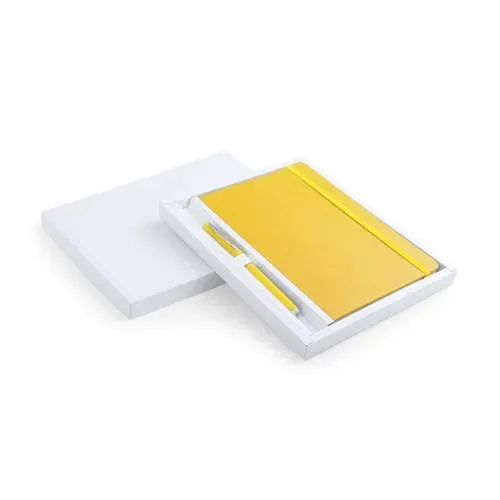 Set de bloc de notas con tapa suave y bolígrafo a juego ref 5041 - Amarillo