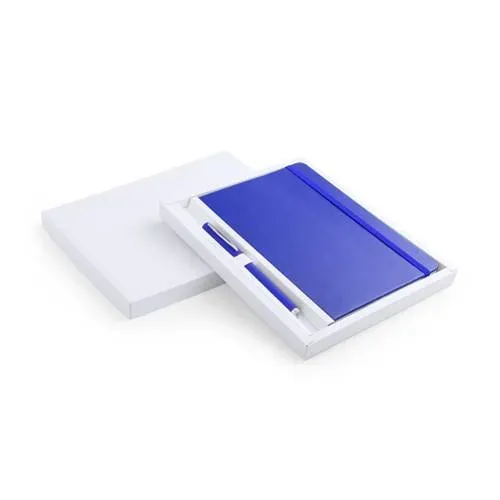 Set de bloc de notas con tapa suave y bolígrafo a juego ref 5041 - Azul