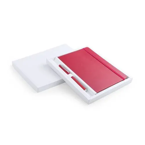 Set de bloc de notas con tapa suave y bolígrafo a juego ref 5041 - Rojo