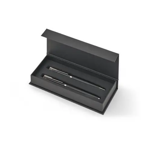 Set de bolígrafo y roller de aluminio personalizable ref 91990 - Negro