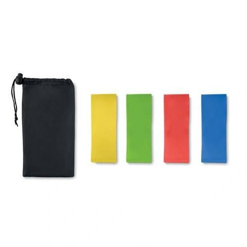 Set de 4 bandas de fitness flexibles en funda de poliéster ref MO9987