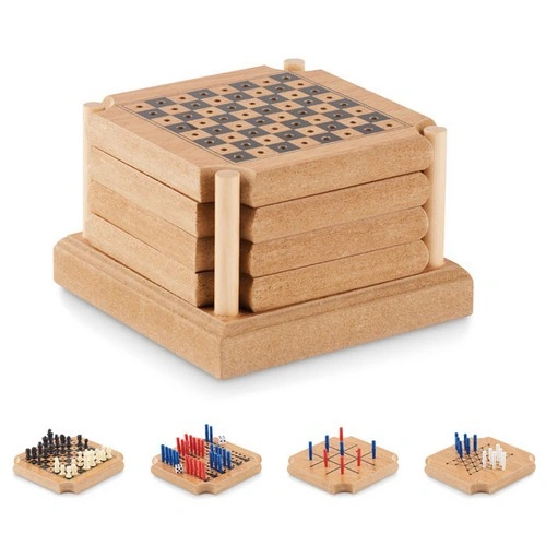 Set de 4 posavasos de corcho con juegos de mesa ref MO6382