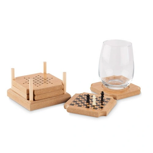 Set de 4 posavasos de corcho con juegos de mesa ref MO6382