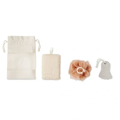 Set de baño con esponja y piedra para peeling ref MO9872 - Back Beig