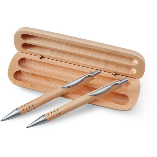 Set de bolígrafo y lápiz en caja de madera ref KC1701
