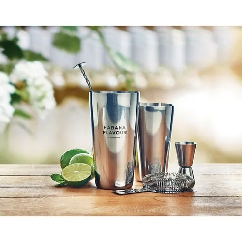 Set de cóctel de acero inoxidable con estuche de algodón ref MO6224 - Item Ambiant Picture Plata Brillo