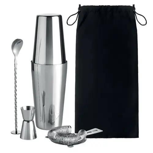 Set de cóctel de acero inoxidable con estuche de algodón ref MO6224 - Plata Brillo