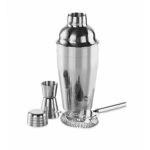 Set de cóctel de acero inoxidable con coctelera de 500 ml ref KC4298 - Back Plata Brillo