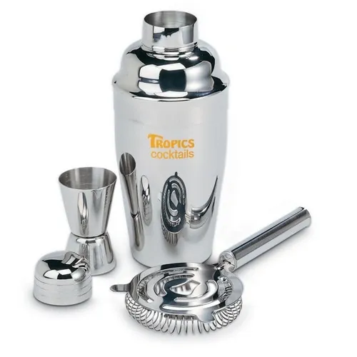 Set de cóctel de acero inoxidable con coctelera de 500 ml ref KC4298 - Printed Plata Brillo