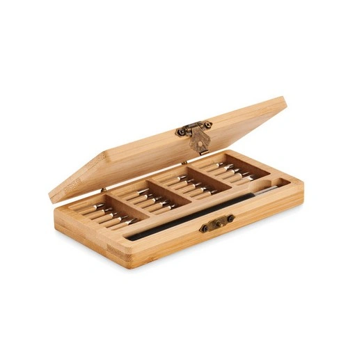 Set de 24 destornilladores de precisión en estuche de bambú ref MO6756