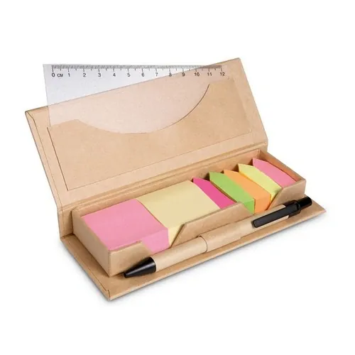 Set de oficina con blocs adhesivos y regla transparente ref MO7756 - Beig