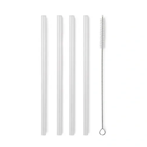 Set de 4 pajitas de vidrio reutilizables con cepillo ref MO2452 - Madera 1