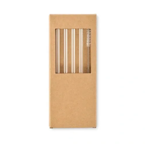 Set de 4 pajitas de vidrio reutilizables con cepillo ref MO2452 - Madera 3