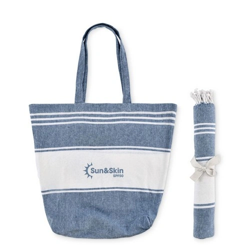 Set de playa hammam con bolsa personalizable para verano ref MO2954