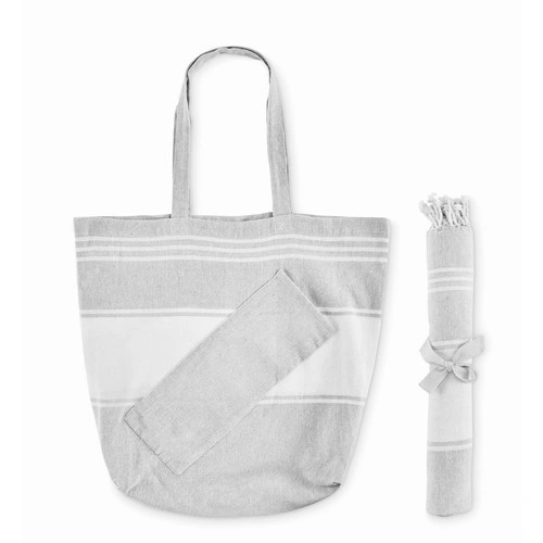 Set de playa hammam con bolsa personalizable para verano ref MO2954