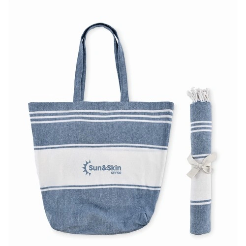 Set de playa hammam con bolsa personalizable para verano ref MO2954