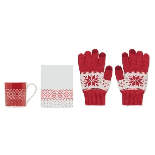 Set de regalo invierno guantes táctiles y taza cerámica ref CX1557 - Top Rojo