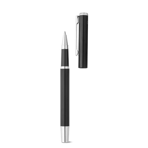 Set de roller y bolígrafo de aluminio con escritura azul ref 91782
