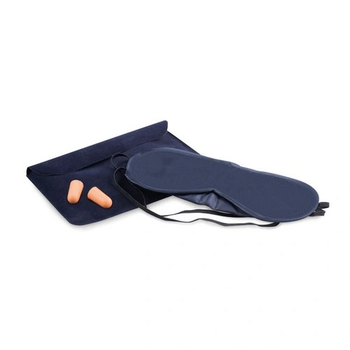 Set de viaje almohada antifaz y tapones en bolsa terciopelo ref MO7263