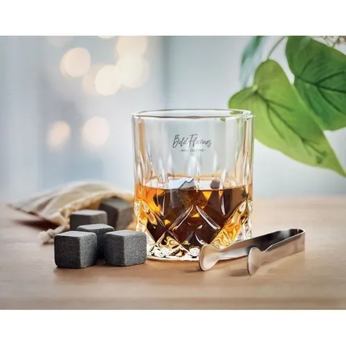 Set de whisky de lujo con vasos y cubitos reutilizables ref MO9941 - Printed Madera