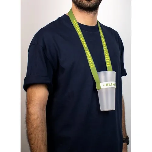 Lanyard Swindon sublimación largo portavasos elástico ref 94414 - 301 Blanco Side